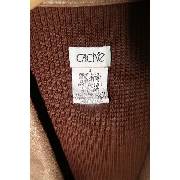 vintage Cache brown bronze gold leather pant suit y2k quiet luxury small - Picture 5 of 11